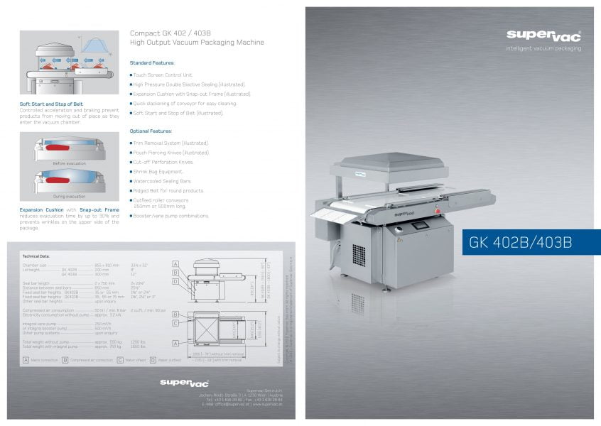 Supervac GK 402B/403B Vacuum Packaging Machine Brochure | M&M Equipment ...